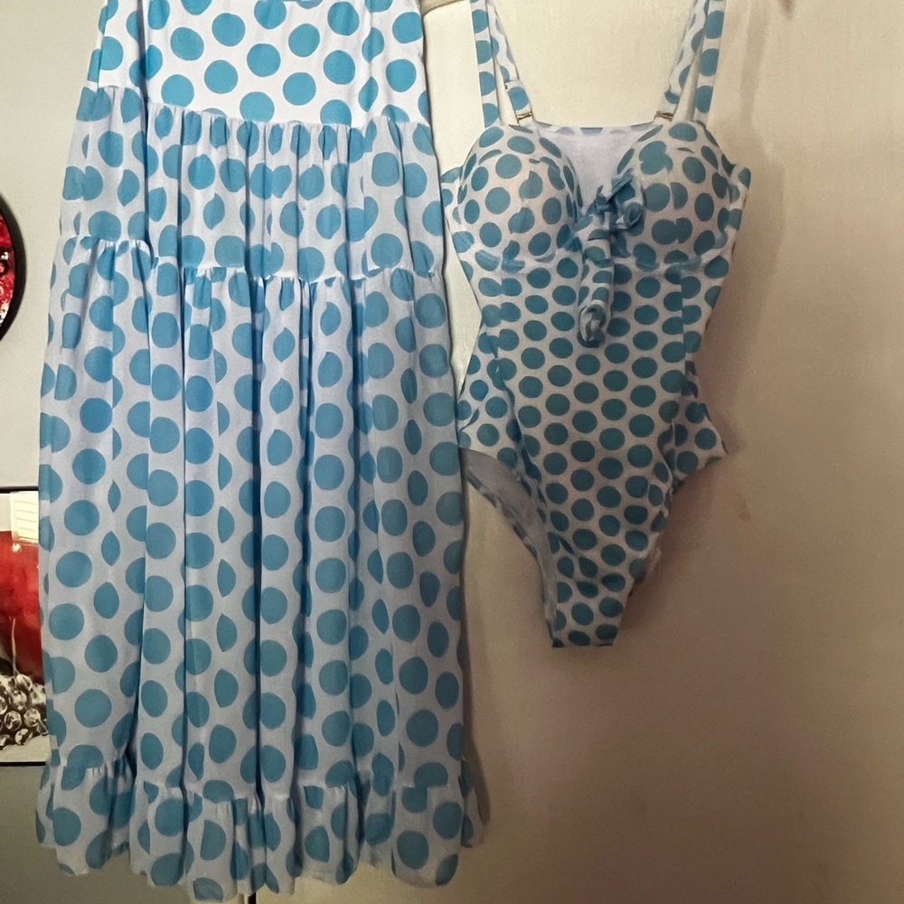 Blue Polka Dot One Piece Swimsuit